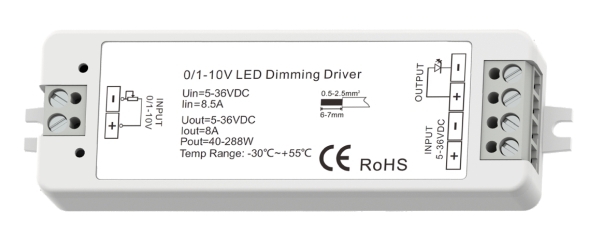 LED DIMMER 0-10v 12-36V 8A PWM